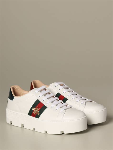 white trainers gucci style|gucci white platform sneakers.